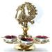 Dalax-Handmade Solid Brass Peacock Tabletop 3 Tealight Candleholders Centerpiece Decorations | Indian Decor Golden Diya Puja/Pooja Oil Lamp Housewarming Return Gift Set