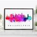 Pera Print Philadelphia Skyline Pennsylvania Poster Philadelphia Cityscape Painting Unframed Poster Philadelphia Pennsylvania Poster Home Office Wall Decor - 16x20 Inches