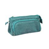 ADVEN Canvas Pencil Bag Pencils Case Pouch Holder Mesh Pocket Zipper Multifunctions Stationery for Student School Office Supplies Green