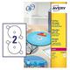 Avery L7676-100 Glossy Full Face CD Etiketten für Laserdrucker (117 mm Durchmesser Etiketten, 2 Etiketten pro A4 Blatt, 25 Blätter) - Weiß "