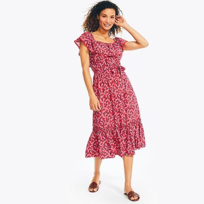 Nautica Women's Sustainably Crafted Printed Floral Dress Tomato, XXL
