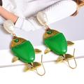 Anthropologie Jewelry | Green Pearl Fish Earrings! | Color: Green | Size: Os