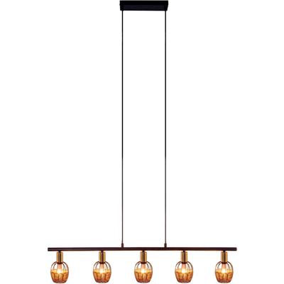 NÄVE Pendelleuchte "Corbis", schwarz (schwarz, natur, goldfarben), H: 120,00cm, Lampen, 5 Spots excl. E14 max. 40W schwa