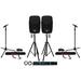 (2) Rockville BPA12 12 Pro Active 600w DJ PA Speaker w Bluetooth+Stands+Mics