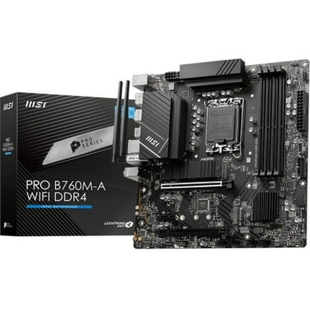 MSI Pro B760M-A WIFI DDR4 Gaming Desktop Motherboard - Intel B760 Chipset - Socket LGA-1700 - Micro ATX (prob760m-awifiddr4)