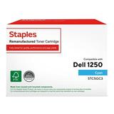 Remanufactured Staples Color Laser Toner Cartridge Dell 1250 Cyan High Yield 1053490