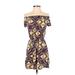 Tee Shop Casual Dress - Wrap: Purple Print Dresses - Women's Size X-Small