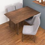 Corrigan Studio® Kenzell 4 - Person Eucalyptus Solid Wood Dining Set Wood/Upholstered in Brown | 29.5 H x 29.5 W x 47 D in | Wayfair