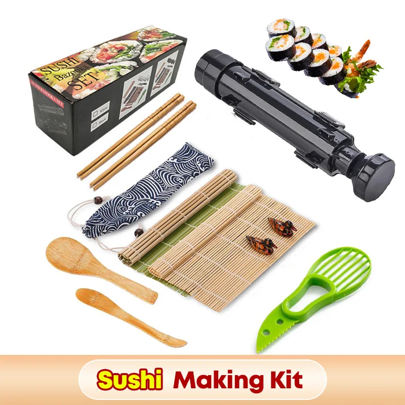 11 Pièces/ensemble Sushi Kit D'équipement Japonais Boule De Riz Rouleau De Gâteau Moule Sushi Multifonctionnel Fabrication De Moules Sushi Outils De Cuisine 