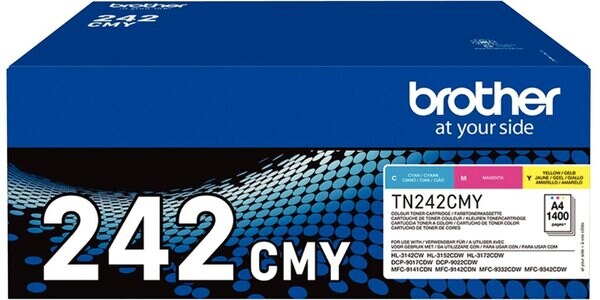 Brother Toner TN-242CMY MultiPack für DCP-9022CDW, HL-3142CW, HL-3152CDW HL-3172CDW, MFC-9142CDN, MFC-9332CDW MFC-9342CDW, für je 1.400 Seiten je Farbe Image