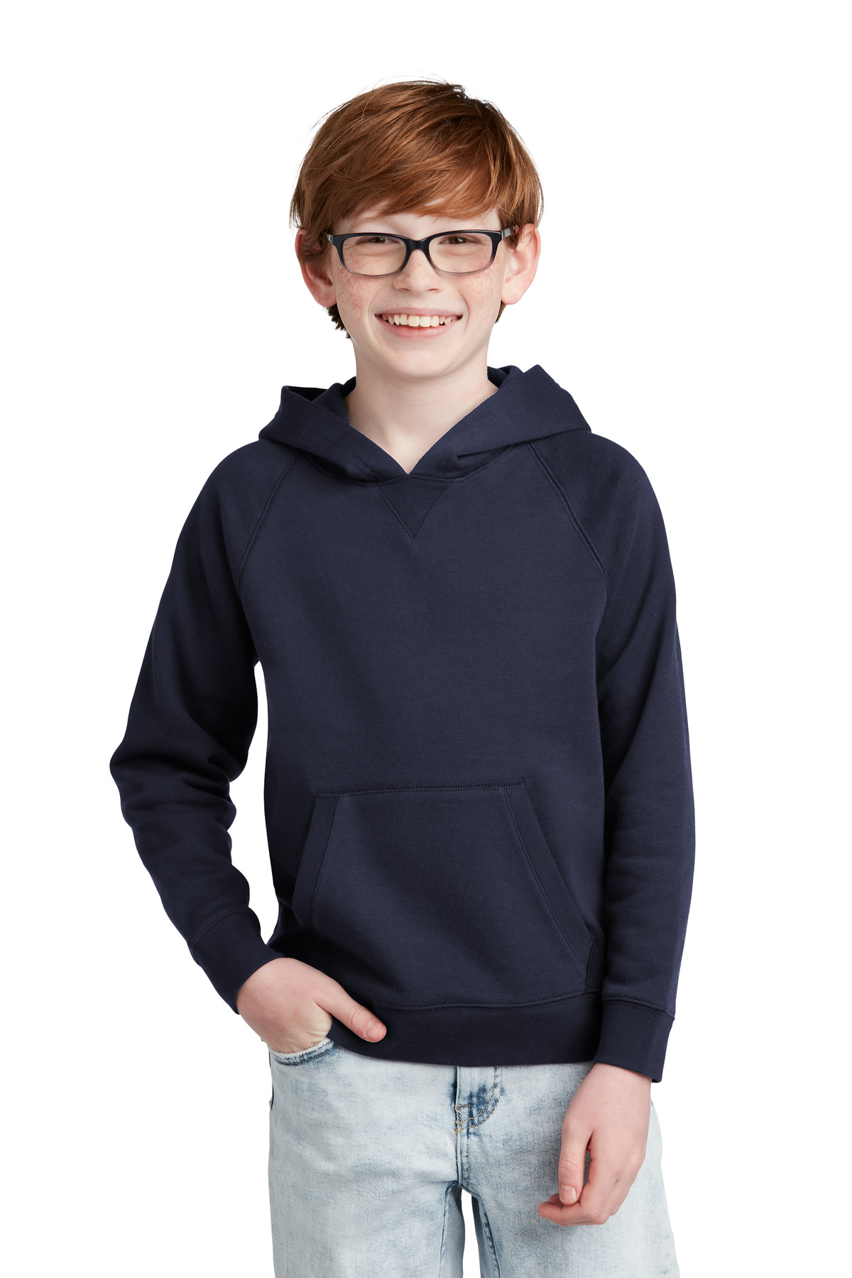 Sport-Tek YSTF200 Youth Drive Fleece Pullover Hoodie in True Navy Blue size XL | 60/40 cotton/polyester fleece