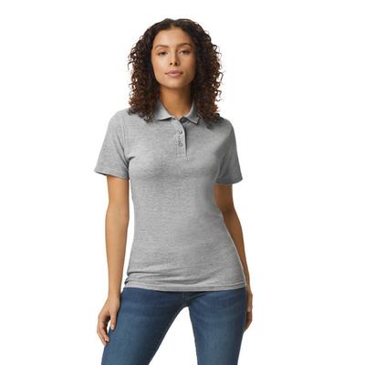 Gildan 64800L Women's Softstyle Double Pique Polo Shirt in Sport Grey size Medium | ringspun cotton