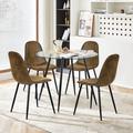 George Oliver Jacquilyn 4 - Person Dining Set Wood/Glass/Metal in Black | 29.53 H x 35.43 W x 35.43 D in | Wayfair AF2463F9CCF44692BE962D979D927F7A