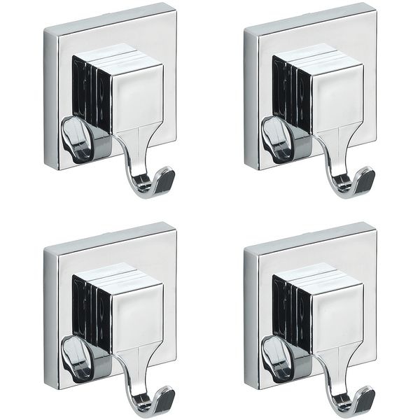 Wenko 4er-Set Eckige Haken mit Vacuum-Loc - Befestigen ohne Bohren