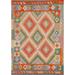 Reversible Geometric Kilim Oriental Area Rug Flat-weave Wool Carpet - 4'11"x 6'8"