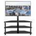 Adjustable & Swivel TV Stand with 3-Tier Glass Shelves & Metal Finish TV Cabinet Entertainment Center