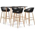 5 pcs Ensemble Table et Chaises - Set de 1 Table à manger + 4 Tabourets de bar Noir vidaXL