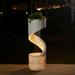 Glitzhome Modern Minimalist Spiral LED Polyresin Outdoor Fountain with Small Planter