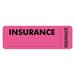 Tabbies INSURANCE Labels - 3 x 1 Length - Pink - 250 / Roll - 250 / Roll | Bundle of 10 Rolls