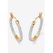 Women's 1/10 Cttw. Round Diamond Accented Hoop Earrings 14K Gold Over Sterling Silver Jewelry by PalmBeach Jewelry in Diamond