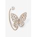 Women's White Baguette Crystal & Simulated Pearl Butterfly Bangle Bracelet Goldtone by PalmBeach Jewelry in Pearl Crystal