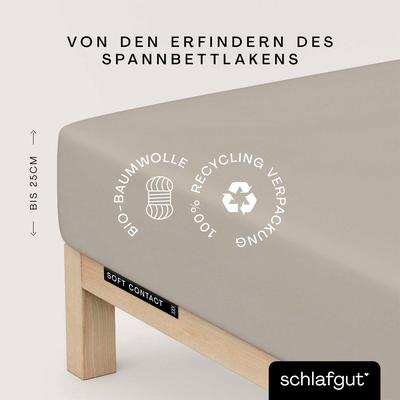 Spannbettlaken SCHLAFGUT "Soft Contact", beige (sand mid), B:120-130cm L:200cm, Feinbiber, Obermaterial: 100% Baumwolle, Laken, 100% Bio Baumwolle Image
