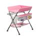 NICEME Baby Nappy Changing Table with Wheels and Storage, Folding Infant Care Station, Height Adjustable Changing Unit, Backache-Free Diaper Changing, Under 24 Month (Pink)