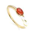 Siberian Waltz Carnelian & White Topaz Ring in Gold Plated Silver (P)