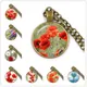Collier rétro à motif de fleurs de pavot couleur Bronze pendentif Cabochon en verre bijoux Style