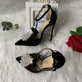 Escarpins à bout pointu en daim noir pour femmes chaussures élégantes à talons hauts de 12cm