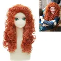 Perruque de Cosplay Synthétique Courageuse Princesse Merida Cheveux Orange Longs et Bouclés pour