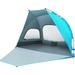 camping tent MOVTOTOP 2198C Large Door Folding Beach Tent Portable Family Tent Sun Shelter for Hiking Camping Vacation (Light Blue)