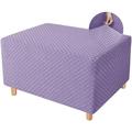 Niuer Stretch Ottoman Slipcover Jacquard Ottoman Covers Square Footstool Slip Cover Shallow Purple Block -lift Flower Pedal S Code