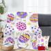 Dicasser Easter Bunnies Eggs Throw Blanket With Pillow Cover Happy Easter Colorful Eggs Cozy&Soft Plush Blankets For Easter Gifts