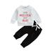 Binwwede Baby Girls Pants Set Letters Print Long Sleeve Crew Neck Sweatshirt with Elastic Waist Sweatpants