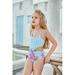 Cathalem Girls Swimsuit Shorts 10 Swimwear Casual Solid Bikini Cute Holiday Piece One Print Striped Girls Swim Suit for Kids Swimwear Light Blue 150