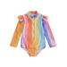 Lieserram Baby Girl Swimwear 6 12 18 24 Months 2T 3T Long Sleeve Zipper Closure Colorful Striped Summer Swimming Bathing Swimsuit