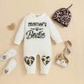 Kayannuo Clearance Valentine s Day Baby Love Long Sleeve Romper Leopard Hat Cotton Bodysuit Christmas Gifts