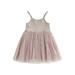 Vigorbear Summer Cute Kids Girls Princess Sleeveless Tulle Dress Star Sequined Lace Patchwork Tutu Sundress Birthday Party Dress