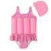 URMAGIC 2-6Y Kid Girl Cute One Piece Float Swimsuit Cap Suit Ruffle Bikini Buoyancy Swimwear/Polk Dot