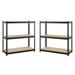Home Square 2 Piece Metal Shelving Unit Set with 3 Shelf in Black and Brown