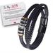 To My Son Love You Forever Leather Braided Bracelet Wristband with Gift Cards A7J1