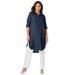 Plus Size Women's Linen Mega Tunic by Jessica London in Navy (Size 16 W)