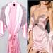 Victoria's Secret Intimates & Sleepwear | 2 Piece Matching Set: S/M Robe + Xs Slip Night Gown Chantilly Lace Satin Pink | Color: Cream/Pink | Size: Xs