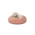 lionto Donutbett für Hunde und Katzen, Flauschiges Hundebett rund für kleine und große Heimtiere, Ø 50 cm, weiches Katzenbett aus kuscheligem Plüsch, Hundekissen mit extra Dicker Füllung, rosa