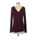 Apt. 9 Long Sleeve Top Burgundy V Neck Tops - Women's Size 5