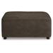 Signature Design by Ashley Wells 18" Wide Genuine Leather Square Footstool Ottoman Faux Leather/Polyester in Brown | 18 H x 40 W x 34 D in | Wayfair