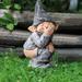 Winston Porter Keaunte Figurines Funny Garden Gnome Statue Resin/Plastic in Brown/Gray | 5.12 H x 2.76 W x 1.97 D in | Wayfair