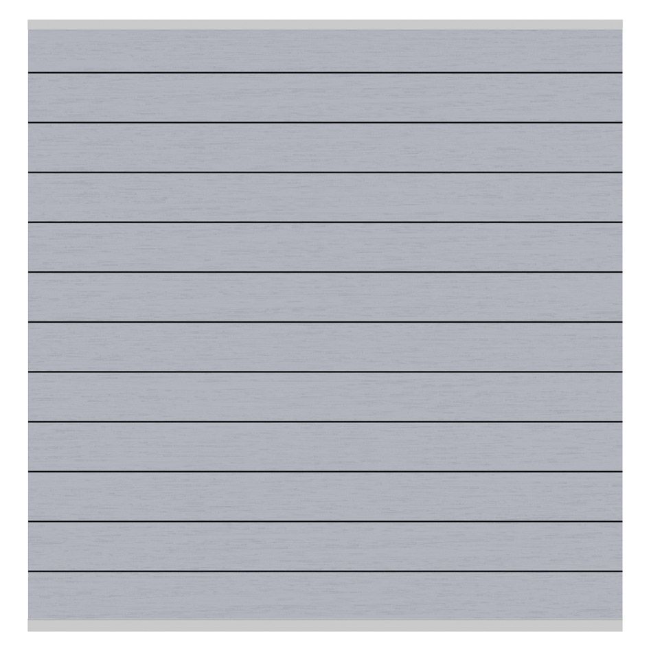 TraumGarten WPC-Sichtschutzzaun Rundum-Sorglos-Paket CLASSIC Grau Sichtschutz Steckzaun Lamellenzaun, Aufdübeln, 7,31 m,Silber Image