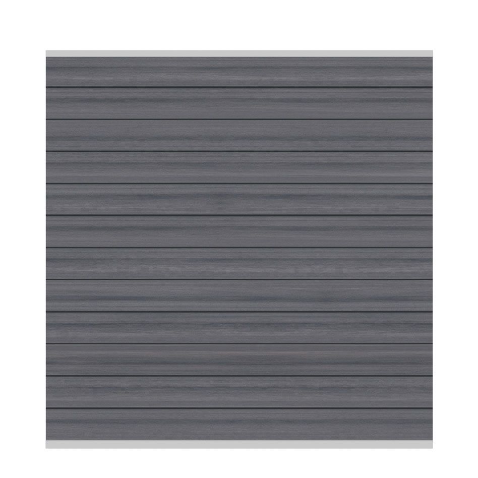 TraumGarten WPC-Sichtschutzzaun Rundum-Sorglos-Paket PLATINUM Grau Sichtschutz Steckzaun Lamellenzaun, Einbetonieren, 12,74 m,Silber Image